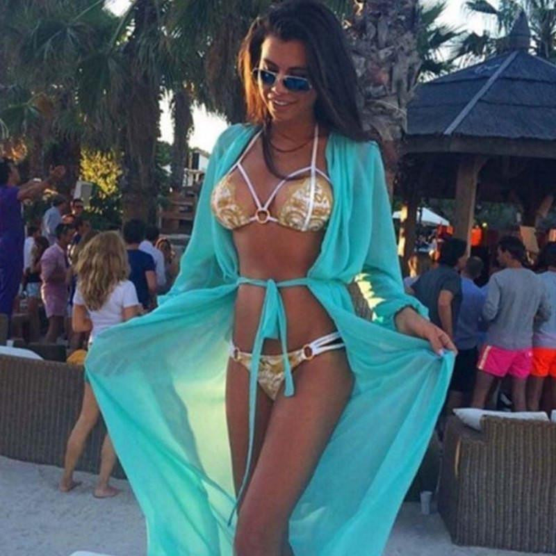 Women Loose Chiffon Cardigan Blouse Shirt Bathing Suit suit Cover Up wear Beach Dress KJ2 K2