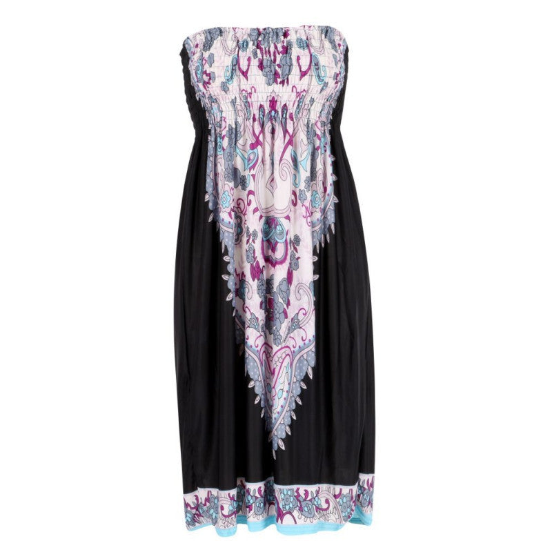 Online discount shop Australia - New Arrival Sexy Women Mini Dress Casual Floral Bandeau Beach Summer Boho Maxi Sundress