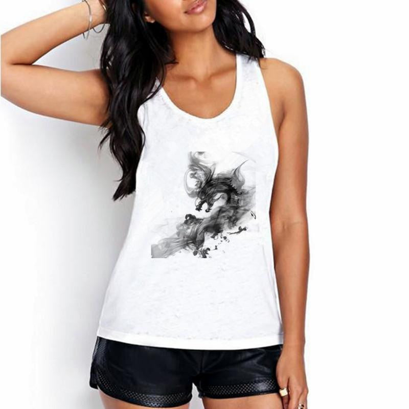 Women White Tank Tops The owl of contemplation Print 20 Colors Women Sleeveless Round Neck Tank Tops BX41-60