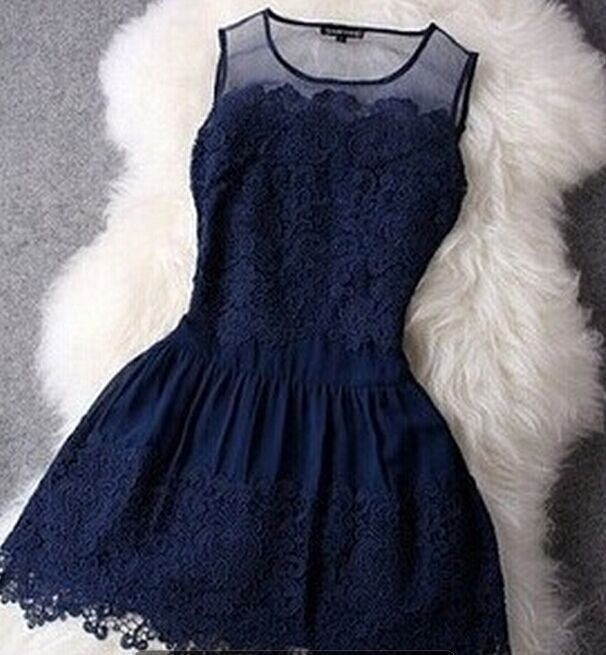 Online discount shop Australia - Big Stitching Lace Dress Sleeveless Vestidos Evening Mini Sexy Women Summer Dress