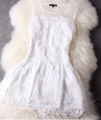 Online discount shop Australia - Big Stitching Lace Dress Sleeveless Vestidos Evening Mini Sexy Women Summer Dress