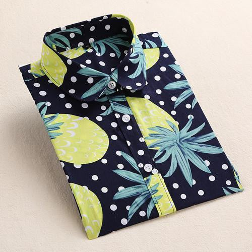 Women Print Blouses Fashion Cartoon Blouse Whale Printed Shirt Long Sleeve Shirts Women Tops