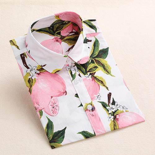 Women Print Blouses Fashion Cartoon Blouse Whale Printed Shirt Long Sleeve Shirts Women Tops