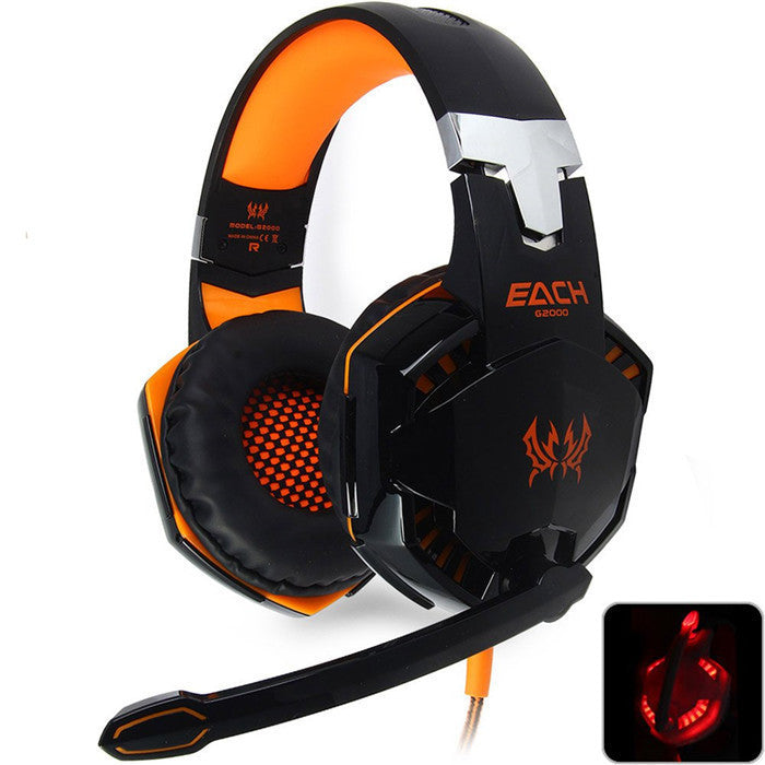 EACH G2000 Deep Bass Headphone Stereo Surround Over-Ear Gaming Headset Headband Earphone with Light for PC LOL Game