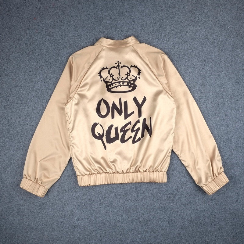 Online discount shop Australia - Bomber Jacket Women Basic Coats  Only Queen Letter Print Bomber Ladies Coat Outerwear  WT4515