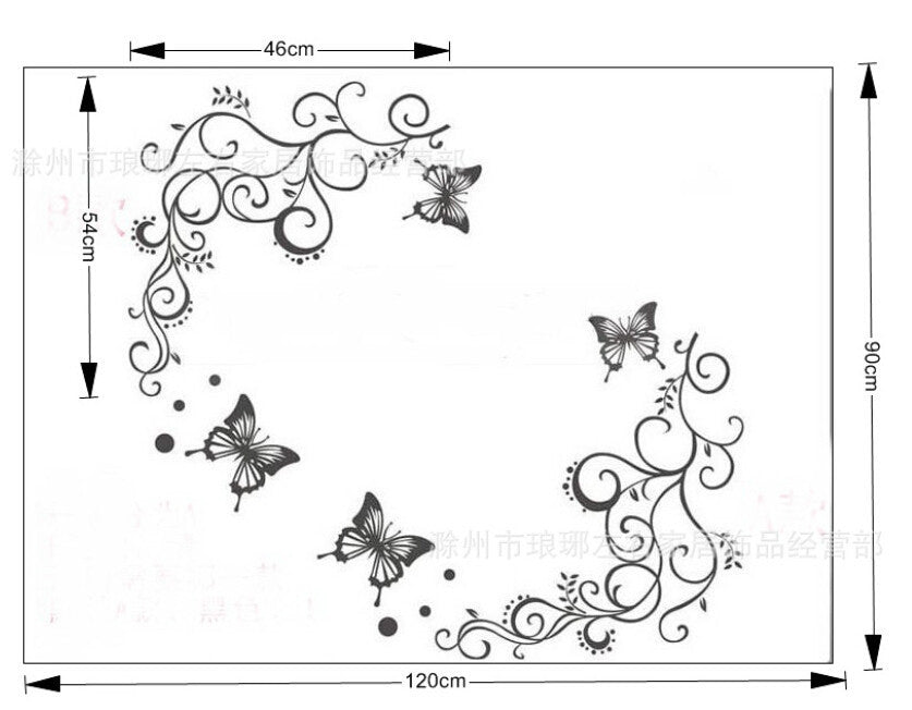 Online discount shop Australia - 3D black butterfly flower wall sticker home decor poster flora butterflies TV wall beautiful decoration