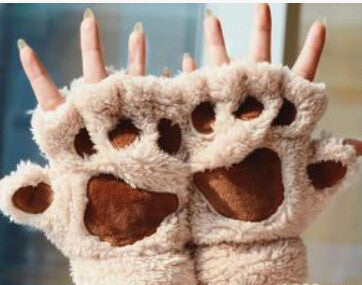 Winter Women Gloves Fluffy Bear Paw Claw Fingerless Cute Toweling Gloves Mittens Christmas Birthday Gift ST001 - CelebritystyleFashion.com.au online clothing shop australia