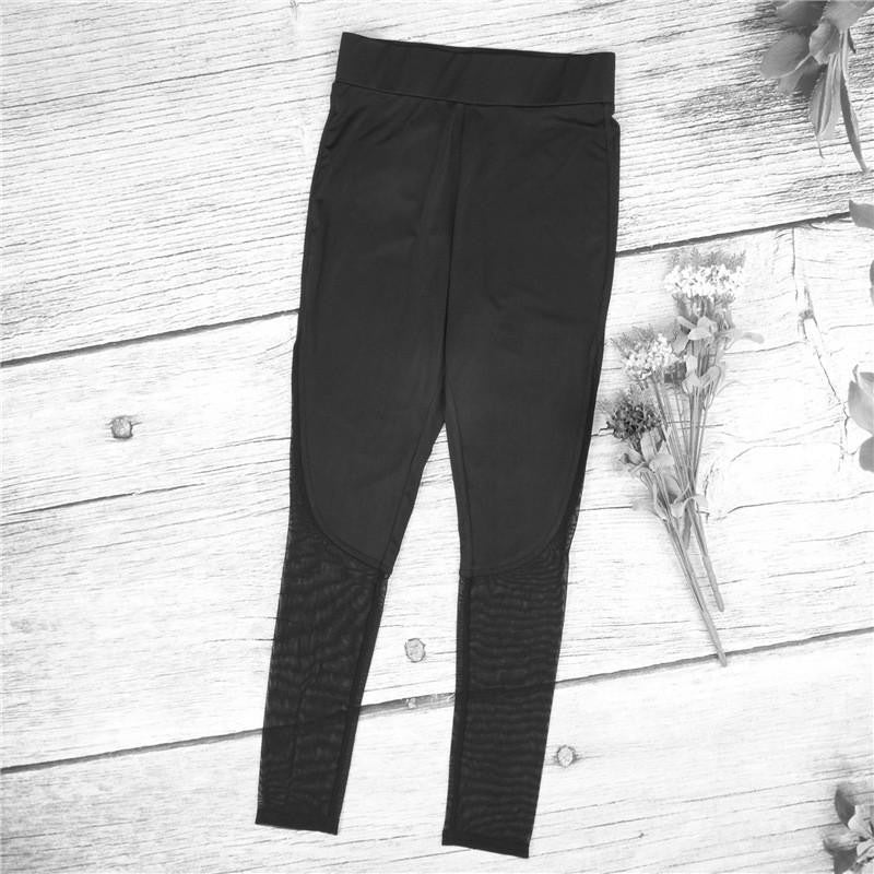 Women Fitness Leggings Workout Pants Sportwear Leggins Mesh Patchwork Black Leggings Soft Pants