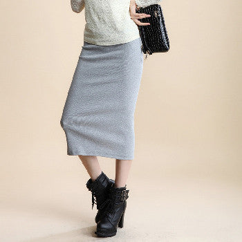 Online discount shop Australia - A Little Thick Sexy Chic Pencil Skirts Office Look Natural Waist Mid-Calf Solid Skirt Casual Slim Hip Placketing