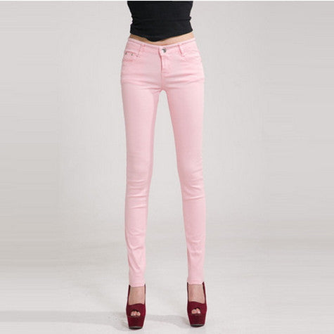 Online discount shop Australia - lady candy colored casual trousers Ms. stovepipe pencil ankle-length jeans women jeans