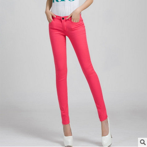 Online discount shop Australia - lady candy colored casual trousers Ms. stovepipe pencil ankle-length jeans women jeans
