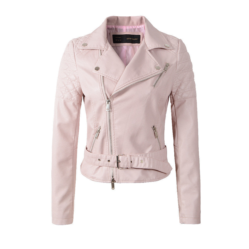 Online discount shop Australia - fashion pink sky blue women leather jacket bomber motorcycle Leather jackets women 3 color brand leather coat S-XL jaqueta couro