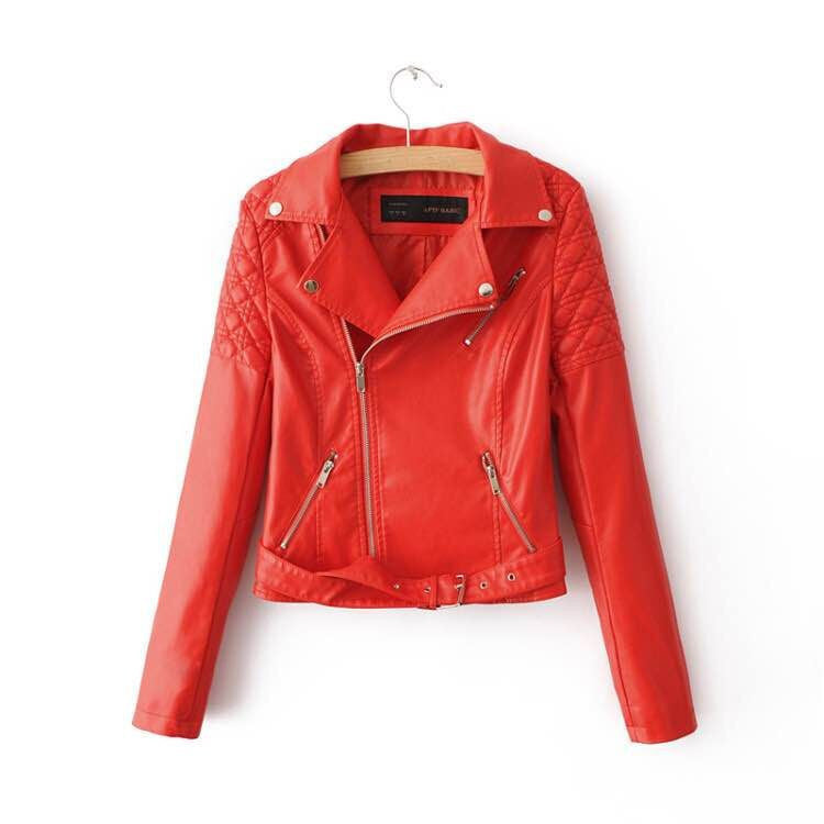 Online discount shop Australia - fashion pink sky blue women leather jacket bomber motorcycle Leather jackets women 3 color brand leather coat S-XL jaqueta couro