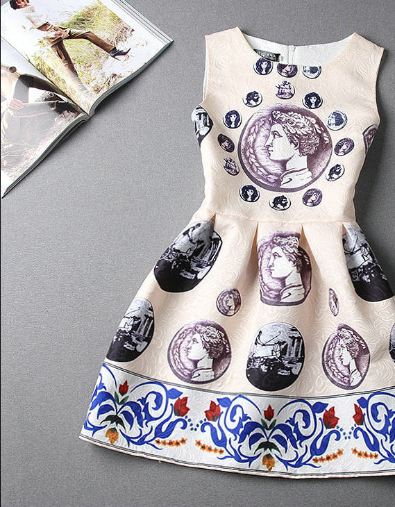 Online discount shop Australia - Fashion women dress sleeveless vintage summer dress new arrival party dresses print dresses vestidos