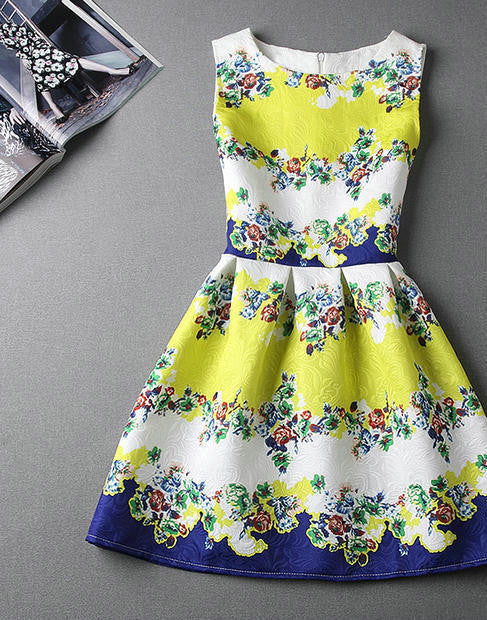 Online discount shop Australia - Fashion women dress sleeveless vintage summer dress new arrival party dresses print dresses vestidos