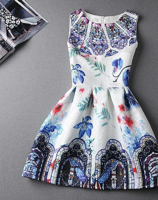 Online discount shop Australia - Fashion women dress sleeveless vintage summer dress new arrival party dresses print dresses vestidos