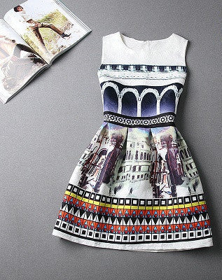 Online discount shop Australia - Fashion women dress sleeveless vintage summer dress new arrival party dresses print dresses vestidos