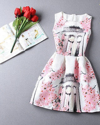 Online discount shop Australia - Fashion women dress sleeveless vintage summer dress new arrival party dresses print dresses vestidos