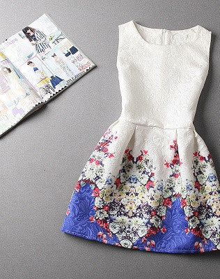 Online discount shop Australia - Fashion women dress sleeveless vintage summer dress new arrival party dresses print dresses vestidos