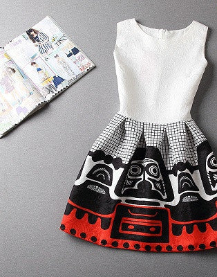 Online discount shop Australia - Fashion women dress sleeveless vintage summer dress new arrival party dresses print dresses vestidos