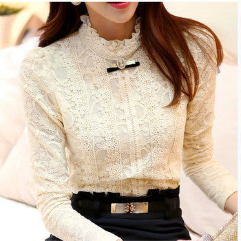 Online discount shop Australia - fashion women tops Women  Blouses & Shirts Fleece Women Crochet Blouse Lace Shirt 999