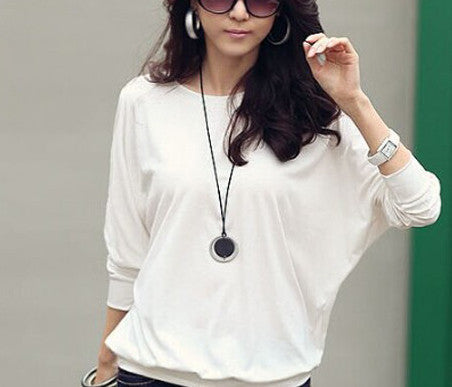 Online discount shop Australia - Batwing T Shirt Women Tshirt Fashion Womens Long Sleeve Tops White Loose T-shirt Plus Size Woman Clothes