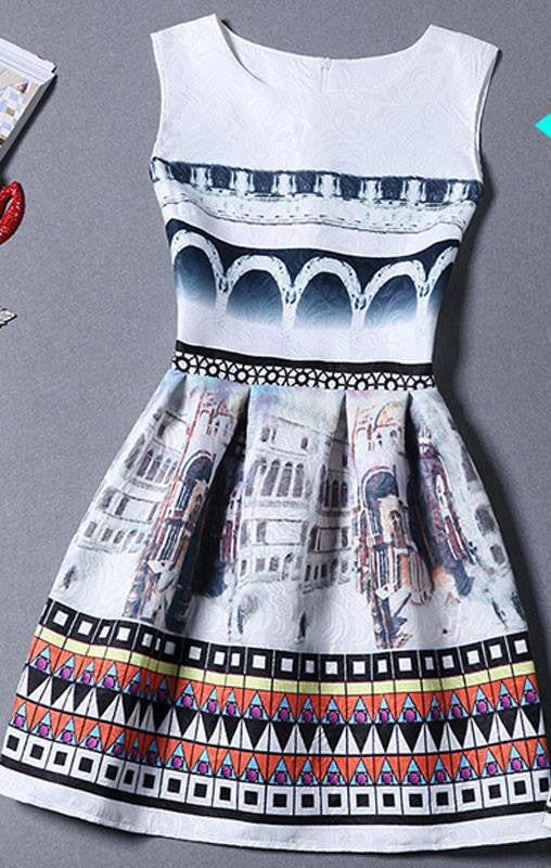 Summer Dress Women Butterfly Sleeveless Casual Dresses Ladies vintage print plus size jacquard clothing