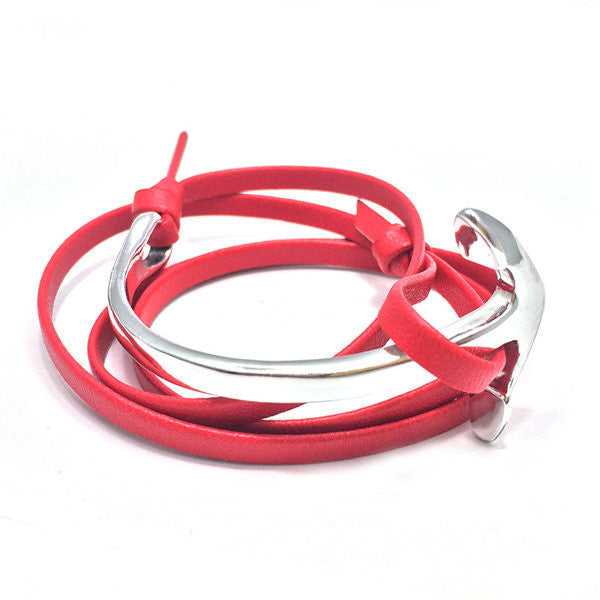 Online discount shop Australia - New Anchor Bracelet Men Women Leather Wap Bracelets Half Bend Anchor Bangles Jewelry