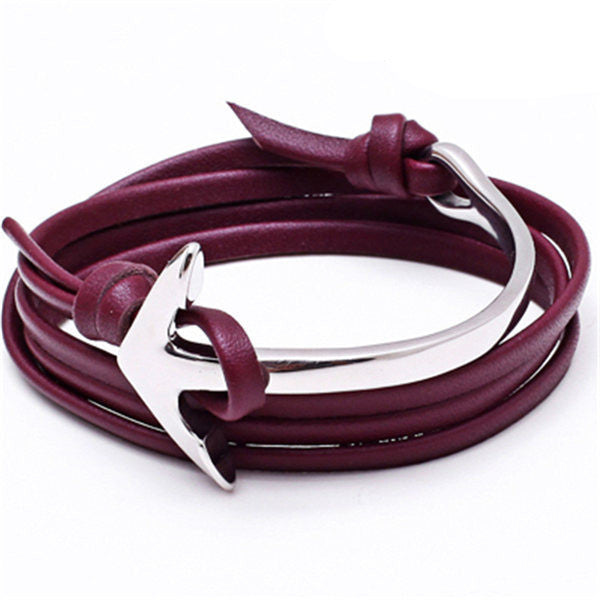 Online discount shop Australia - New Anchor Bracelet Men Women Leather Wap Bracelets Half Bend Anchor Bangles Jewelry