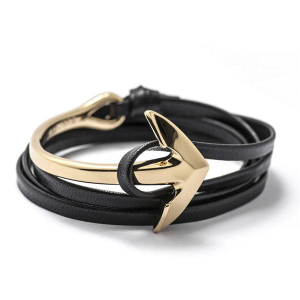 Online discount shop Australia - New Anchor Bracelet Men Women Leather Wap Bracelets Half Bend Anchor Bangles Jewelry
