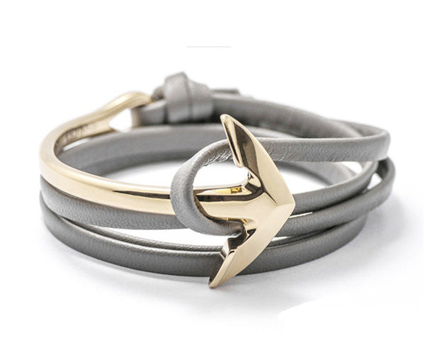 Online discount shop Australia - New Anchor Bracelet Men Women Leather Wap Bracelets Half Bend Anchor Bangles Jewelry