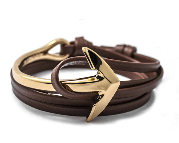 Online discount shop Australia - New Anchor Bracelet Men Women Leather Wap Bracelets Half Bend Anchor Bangles Jewelry