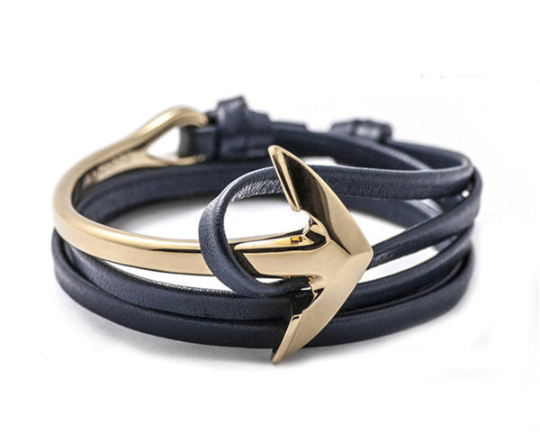 Online discount shop Australia - New Anchor Bracelet Men Women Leather Wap Bracelets Half Bend Anchor Bangles Jewelry