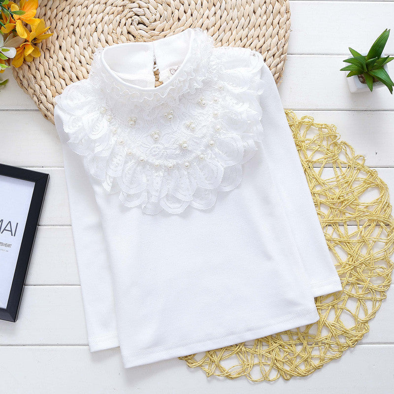 Children's clothing female child basic shirt spring and autumn girl basic shirt all-match lace baby t-shirt basicTops fashion - CelebritystyleFashion.com.au online clothing shop australia
