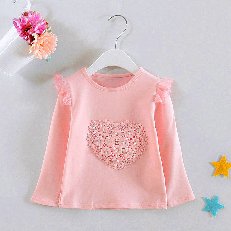 Children's clothing female child basic shirt spring and autumn girl basic shirt all-match lace baby t-shirt basicTops fashion - CelebritystyleFashion.com.au online clothing shop australia
