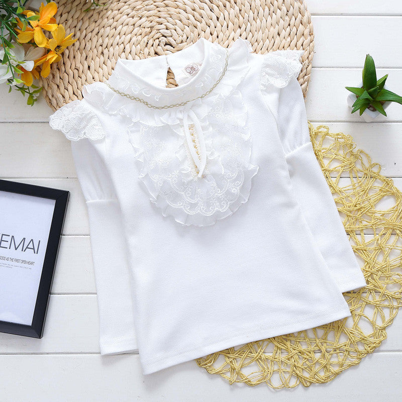 Children's clothing female child basic shirt spring and autumn girl basic shirt all-match lace baby t-shirt basicTops fashion - CelebritystyleFashion.com.au online clothing shop australia