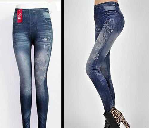 Women Imitate Denim jeggings women Denim jeans leggings Black and Blue color 20 style