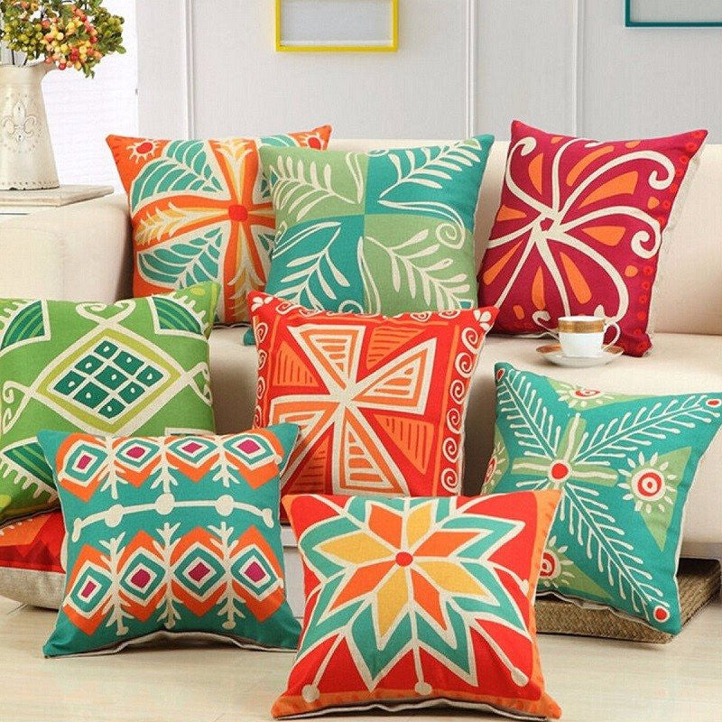 Pillow Cases Home Decorative for Pillowcase Square Vintage Printed Plain Pillowcase For Pillow 42x42cm Coffee Shop Texitles