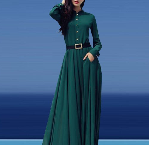 Online discount shop Australia - Beach Dress Women Long Sleeve Maxi Dress Vintage Clubwear Elegant Long Dress DS-166