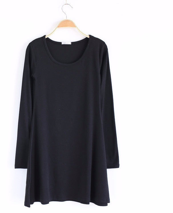 Online discount shop Australia - 100% Cotton Autumn Winter Dress Female Long Sleeve Dress O-Neck Woolen Dresses A006