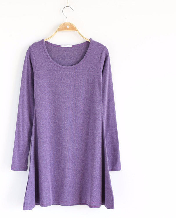 Online discount shop Australia - 100% Cotton Autumn Winter Dress Female Long Sleeve Dress O-Neck Woolen Dresses A006