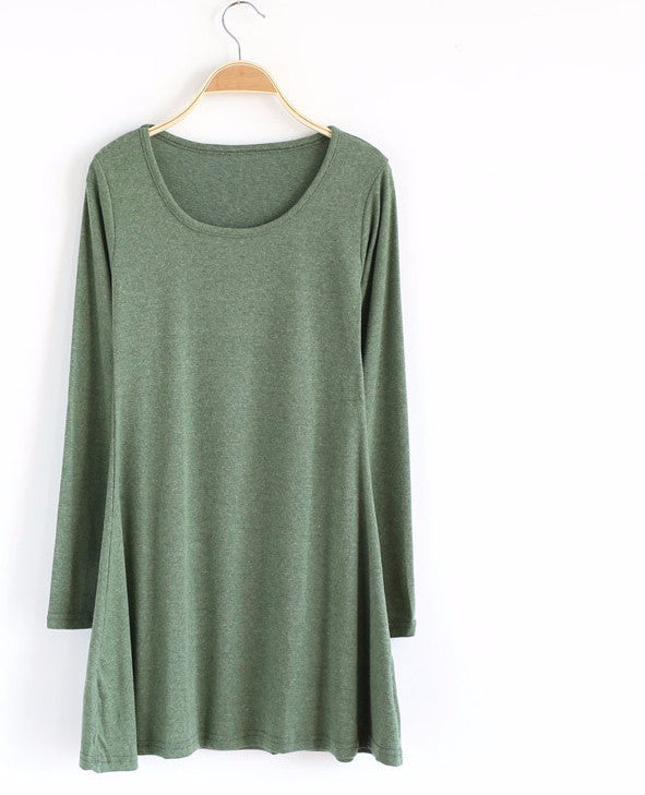 Online discount shop Australia - 100% Cotton Autumn Winter Dress Female Long Sleeve Dress O-Neck Woolen Dresses A006