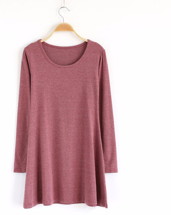 Online discount shop Australia - 100% Cotton Autumn Winter Dress Female Long Sleeve Dress O-Neck Woolen Dresses A006