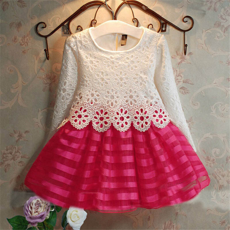 Girls Dresses Fashion Casual Lace crochet Tutu Dress Kids Girl Party Clothes for 2-6Y Children Vetement Fille