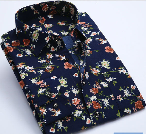 Mens Casual Shirts Fashion Long Sleeve Brand Printed Male Plus Size Formal Business Polka Dot Floral Men Dress Shirt New - CelebritystyleFashion.com.au online clothing shop australia