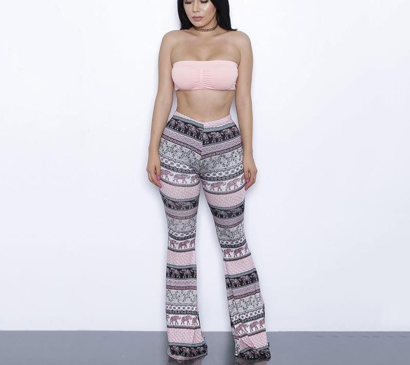 Online discount shop Australia - Glamaker two piece gradient print flare pants women jumpsuit Off shoulder casual jumpsuit romper Plus size sexy jumpsuit