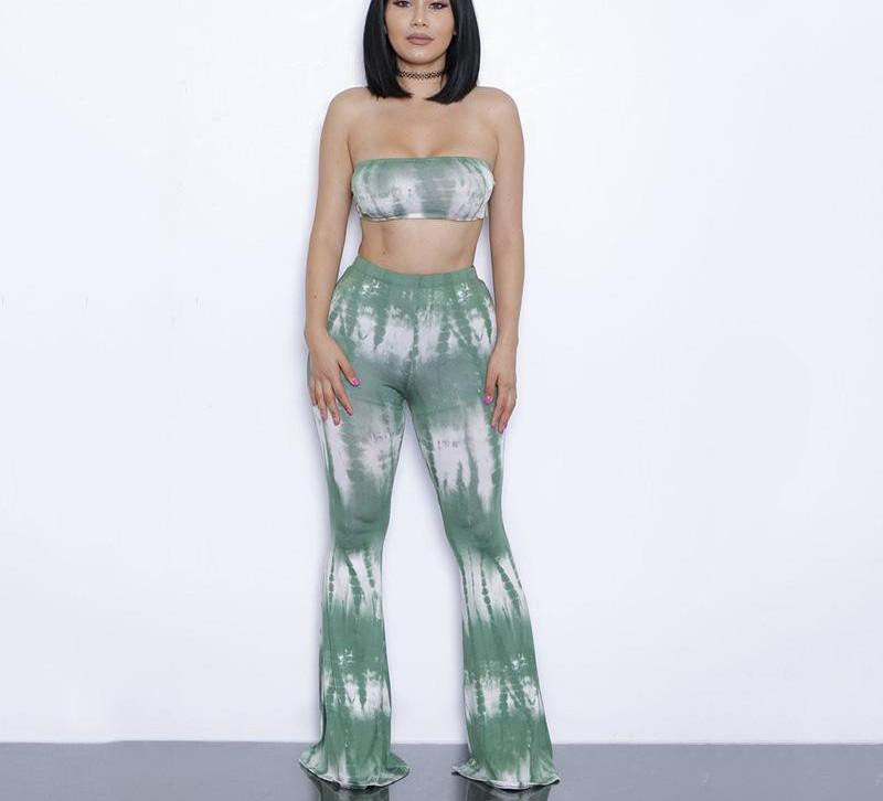 Online discount shop Australia - Glamaker two piece gradient print flare pants women jumpsuit Off shoulder casual jumpsuit romper Plus size sexy jumpsuit