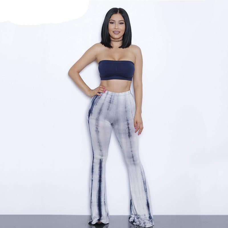 Online discount shop Australia - Glamaker two piece gradient print flare pants women jumpsuit Off shoulder casual jumpsuit romper Plus size sexy jumpsuit