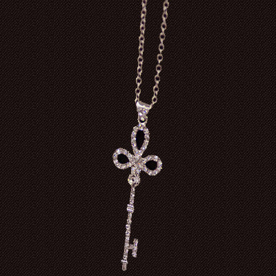 Online discount shop Australia - Brand Imitation Gold Silver Plated Luxury Crystal Full Rhinestone Fake Pearl Key Pendant Long Chain Necklace Women Jewelry