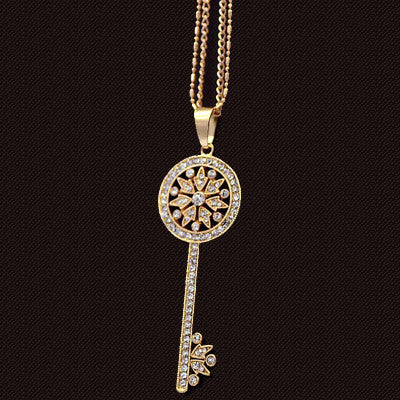 Online discount shop Australia - Brand Imitation Gold Silver Plated Luxury Crystal Full Rhinestone Fake Pearl Key Pendant Long Chain Necklace Women Jewelry